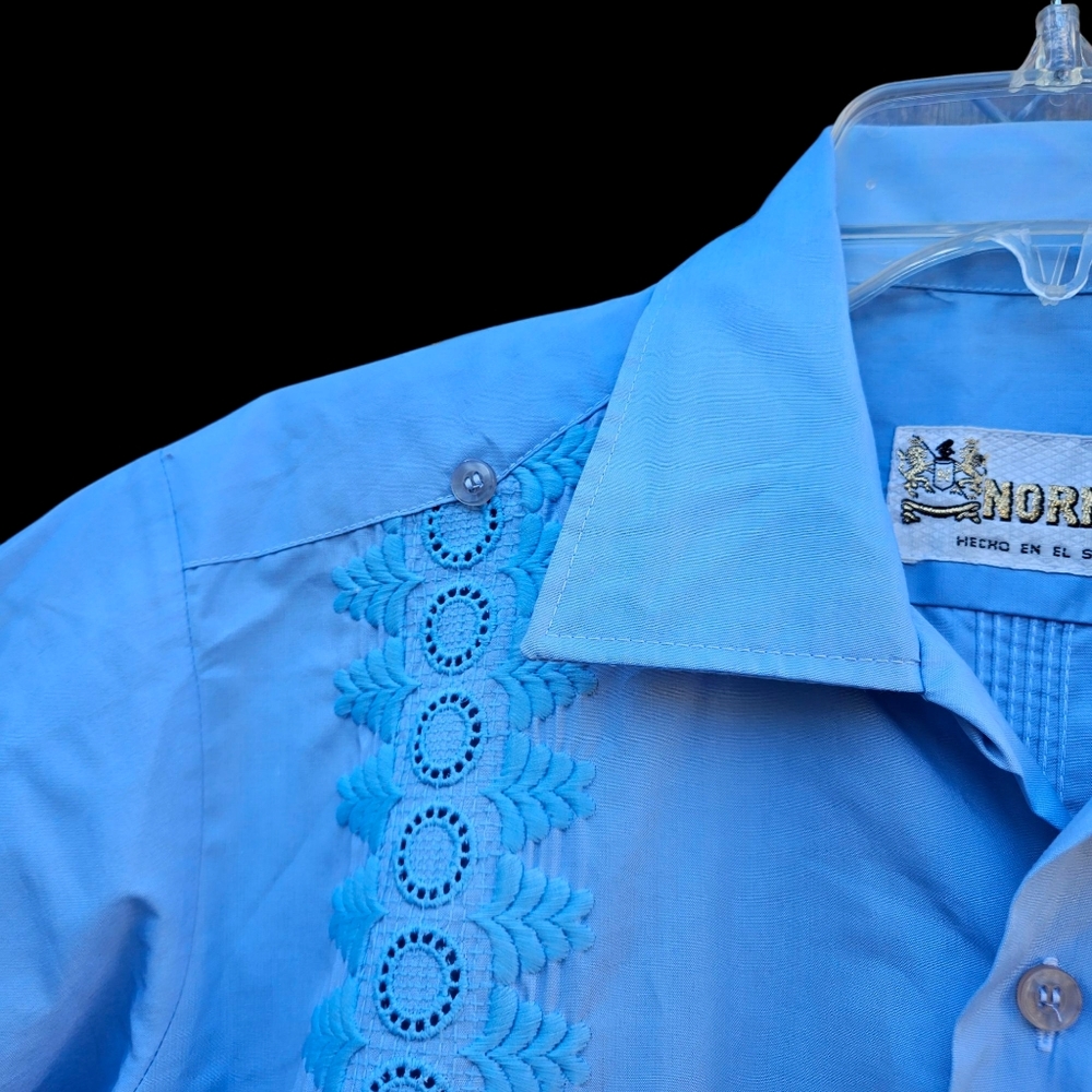 Light Blue Short Sleeve Shirt Men Size S - Picture 9 of 15